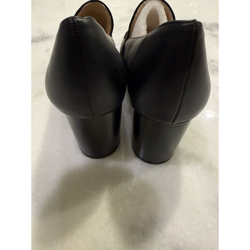 Journee Collection Loafer Pump Womens 9 Black Square Toe Block Heel Bow Detail - Picture 3 of 7